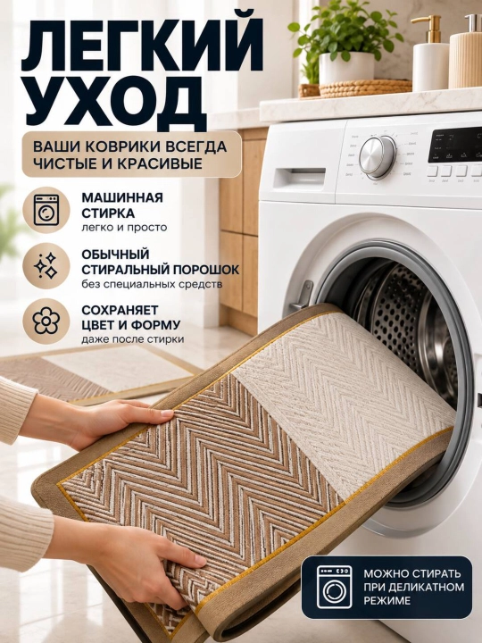 Комплект ковриков для кухни и ванной, быстросохнущие и влагостойкие