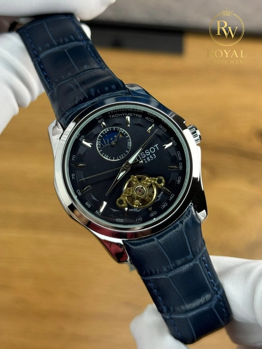 Erkaklar mexanik soati, avtomatik uzatmali - charm tasmali, mexanizmli, klassik uslubda
