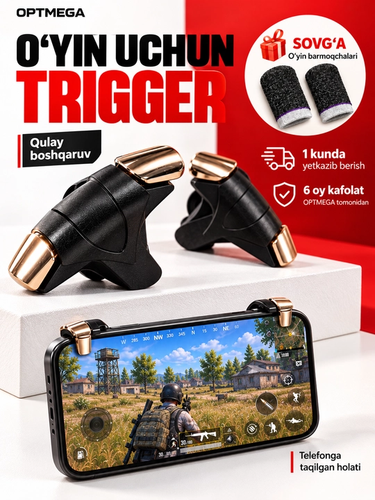Triggerlar, barmoq uchlari, Pubg, Free Fire, Standoff o‘yinlari uchun, telefon uchun - 