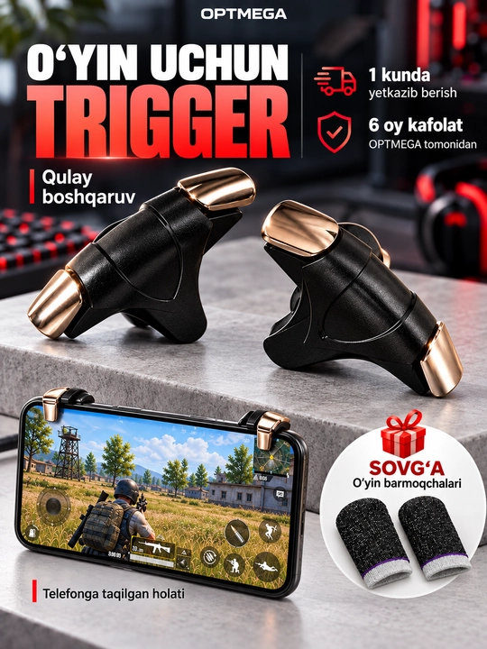 Triggerlar, barmoq uchlari, Pubg, Free Fire, Standoff o‘yinlari uchun, telefon uchun - 