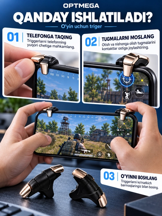 Triggerlar, barmoq uchlari, Pubg, Free Fire, Standoff o‘yinlari uchun, telefon uchun