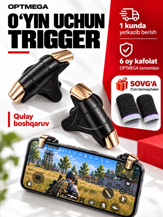 Triggerlar, barmoq uchlari, Pubg, Free Fire, Standoff o‘yinlari uchun, telefon uchun