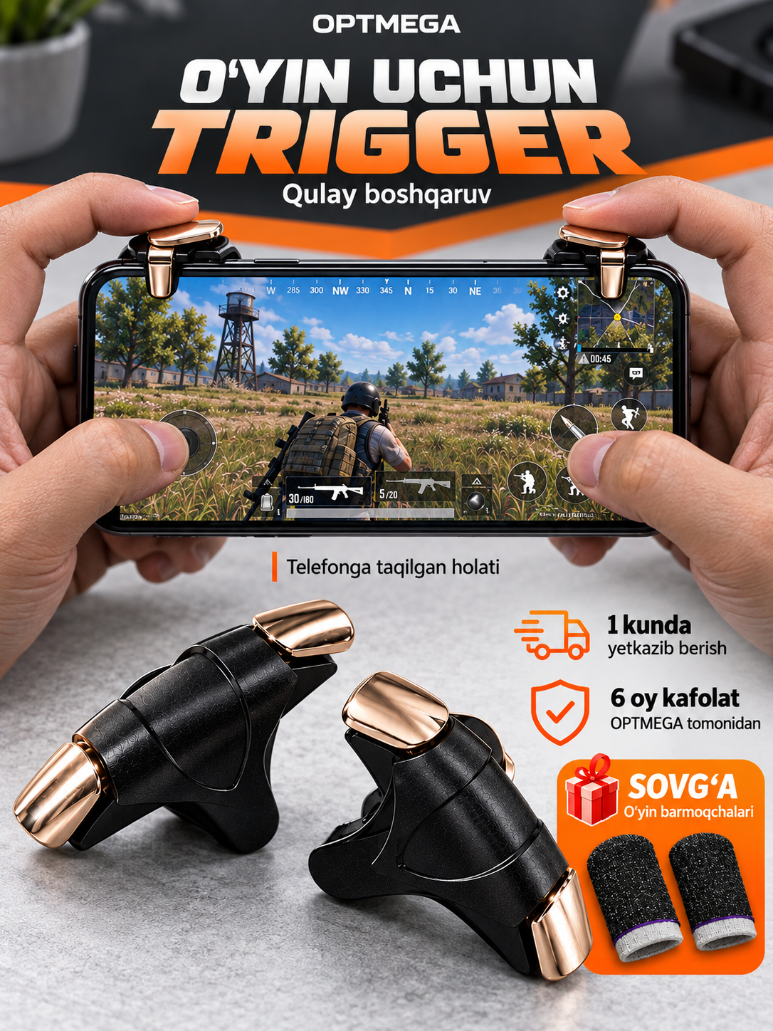 Triggerlar, barmoq uchlari, Pubg, Free Fire, Standoff o‘yinlari uchun, telefon uchun - 