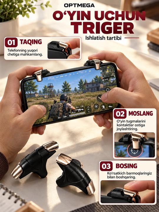 Triggerlar, barmoq uchlari, Pubg, Free Fire, Standoff o‘yinlari uchun, telefon uchun