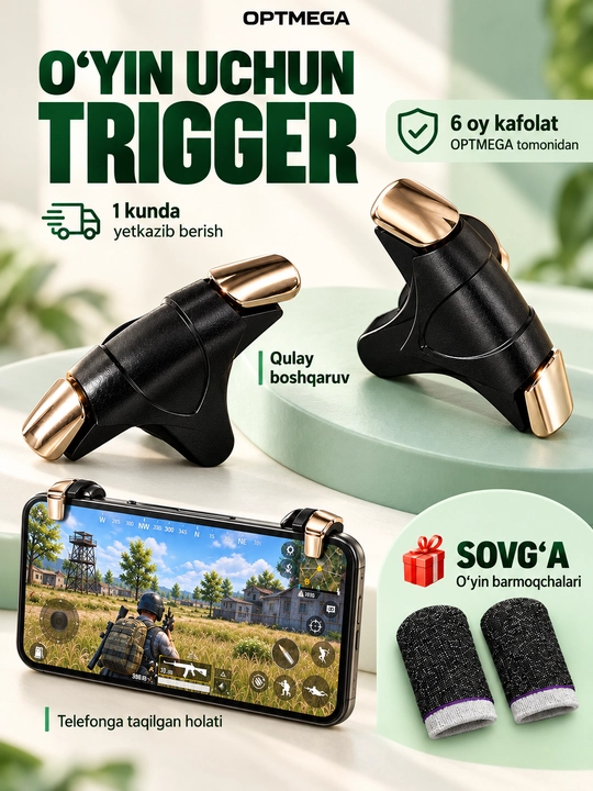 Triggerlar, barmoq uchlari, Pubg, Free Fire, Standoff o‘yinlari uchun, telefon uchun - 