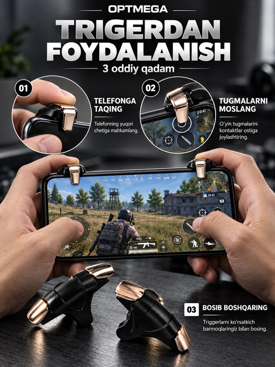 Triggerlar, barmoq uchlari, Pubg, Free Fire, Standoff o‘yinlari uchun, telefon uchun