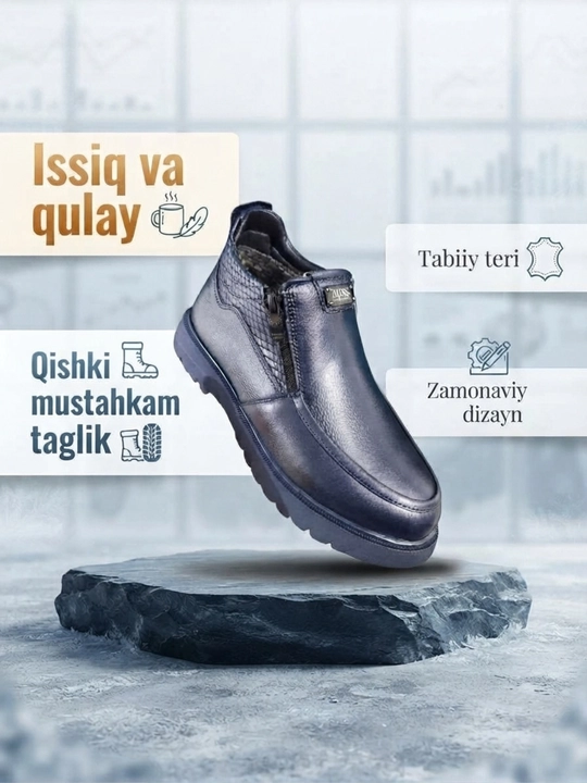 Erkaklar etigi, issiq qishki botinka, 39-43 o‘lchamlar