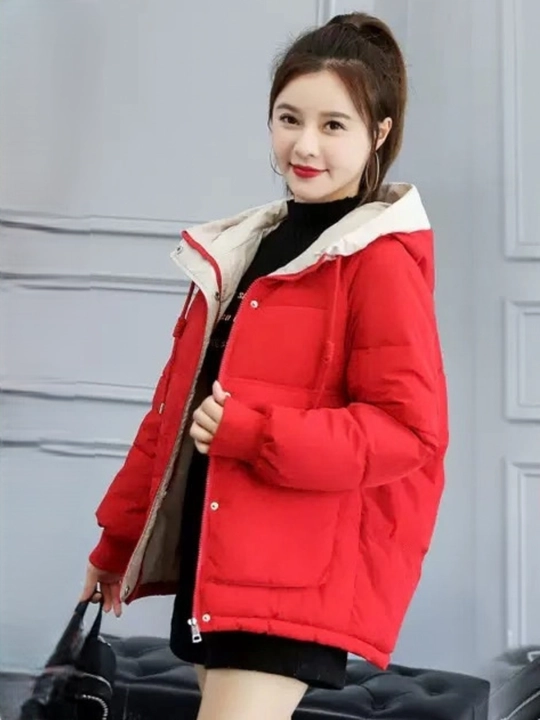 Kurtka ayollar uchun, oversize, qalin kapishoni bilan still koreyskiy kuz va qish uchun - 