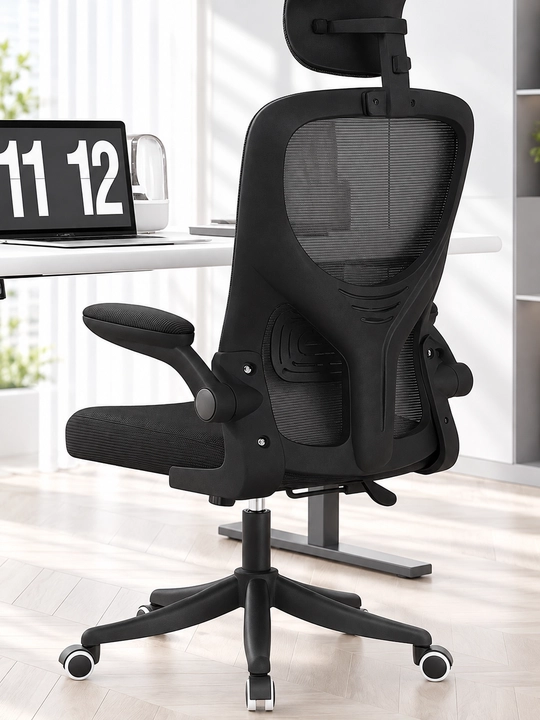 Ergonomik ofis kreslosi, bosh tayanchli, bel uchun qulay, oq/qora rang, 120 kg