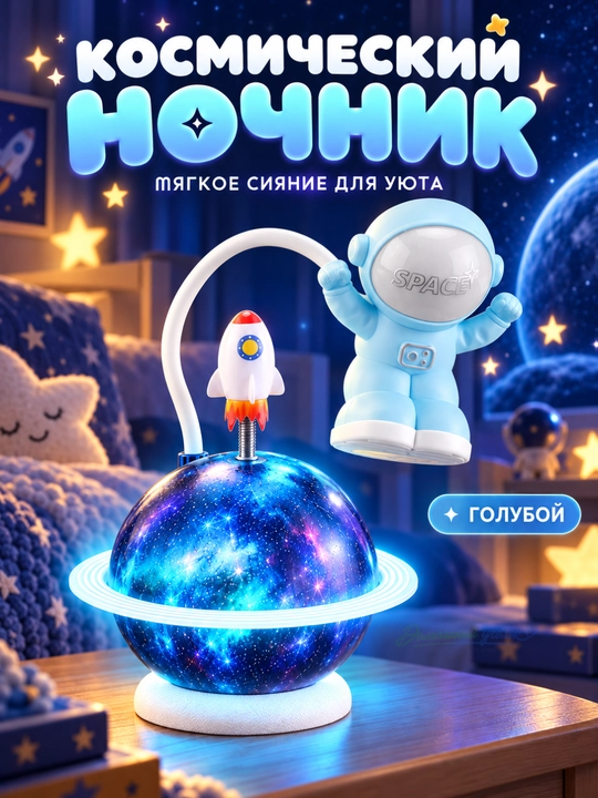 Ночник, настольный светильник, детский, астронавт - 