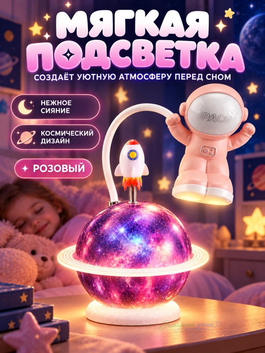Ночник, настольный светильник, детский, астронавт