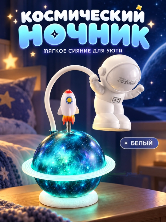 Ночник, настольный светильник, детский, астронавт - 