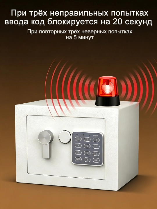 Uy va ofis uchun mo‘ljallangan 17x17x23 sm o‘lchamdagi elektron kod va kalitli metall seyf