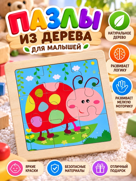 Пазлы из дерева для малышей, 20 видов