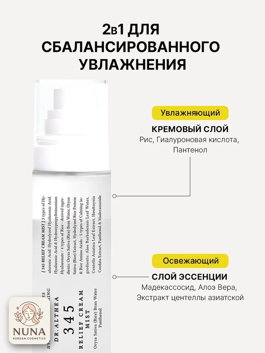 Успокаивающий крем-мист для лица Dr. Althea 345 Relief Cream Mist, увлажняющий, 100 мл