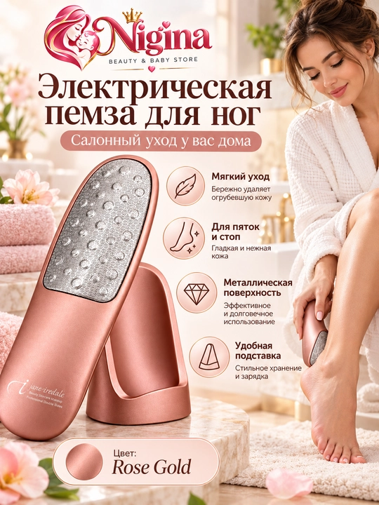Металлическая пемза-пилка для ног и пяток, с подставкой, 1 шт - 