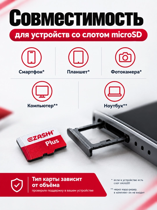 Карта памяти Ezashy Plus Micro SD, флешка для телефона и планшета
