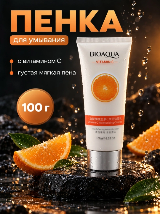 Пенка для умывания BIOAQUA с витамином C, увлажняющая, очищающая, 100 г