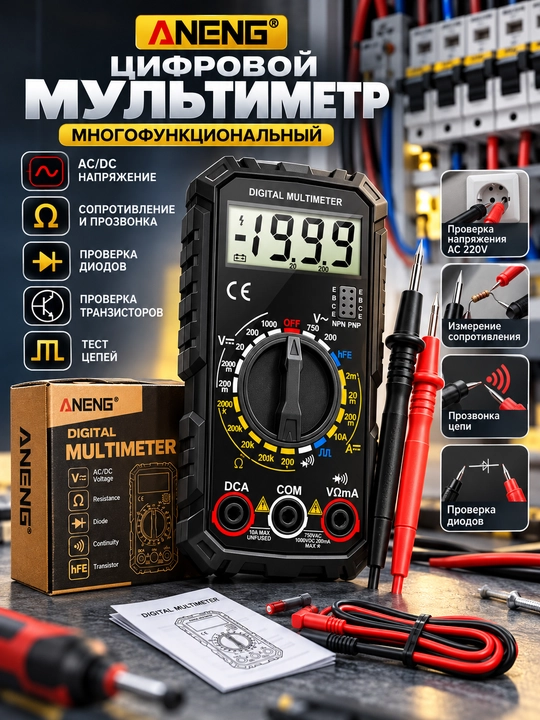 Мультиметры цифровой  — 1000V / 750V, 20A, - 
