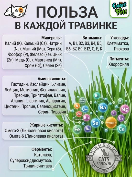 Трава для кошек Smart Pets, кошачья трава — лакомство для кошек