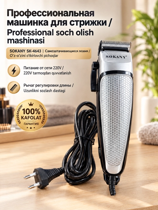Проводная машинка для стрижки волос SOKANY SK-4643 - 