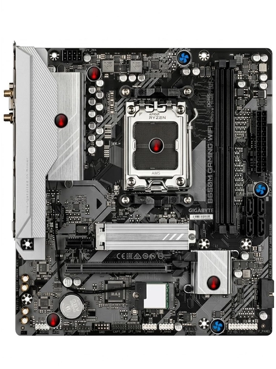 Ona plata GIGABYTE B650M GAMING WIFI, AM5 soket, DDR5, PCIe 4.0, mATX, o'yinlar uchun