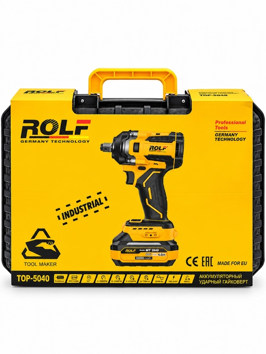 ROLF TOP-5040 akkumulyatorli zarbali gaykavert, 800 N·m, 20 V, 2 ta 4 A·soat akkumulyator