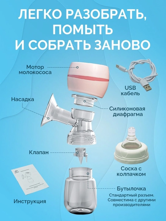 Rabito электрический молокоотсос, молокосос, малокосос, прибор для сцеживания молока