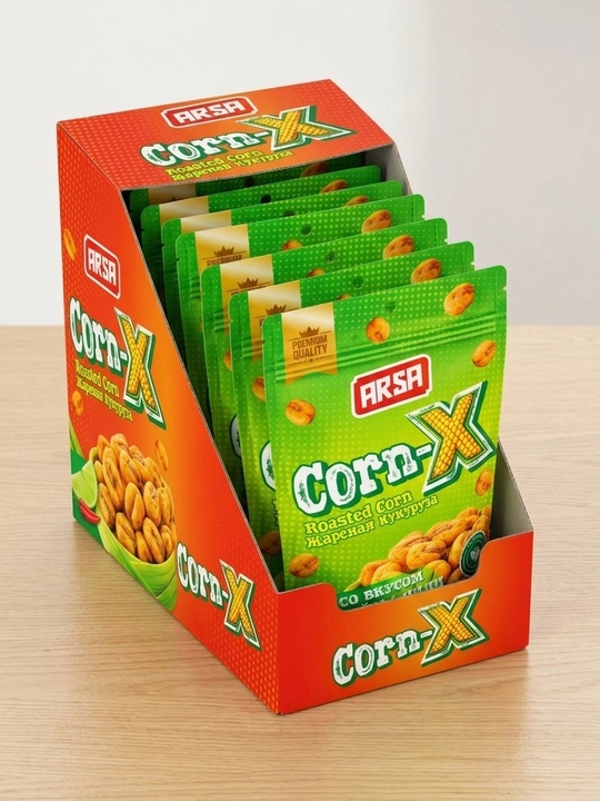 Qovurilgan makkajo'xori ARSA Corn-X, laym va chili ta'mli qarsildoq gazak (1 quti)