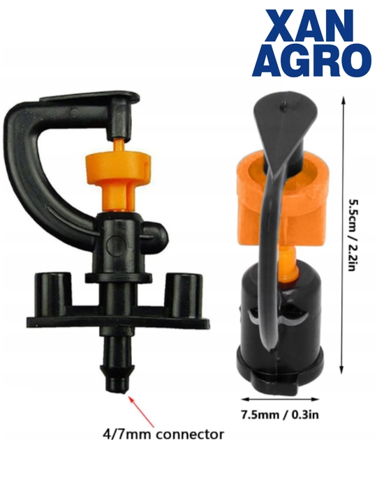 Mikrosprinkler to’plami: 360° aylanuvchi, 4 nasadkali va rezbali purkagich,mikropurkagich