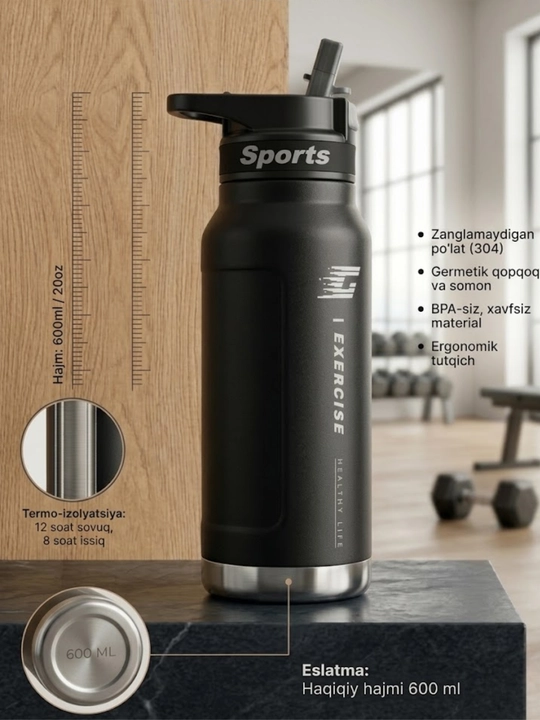 Choy va kofelar uchun  germetiklangan termokrujka, termoslar 600ml - 