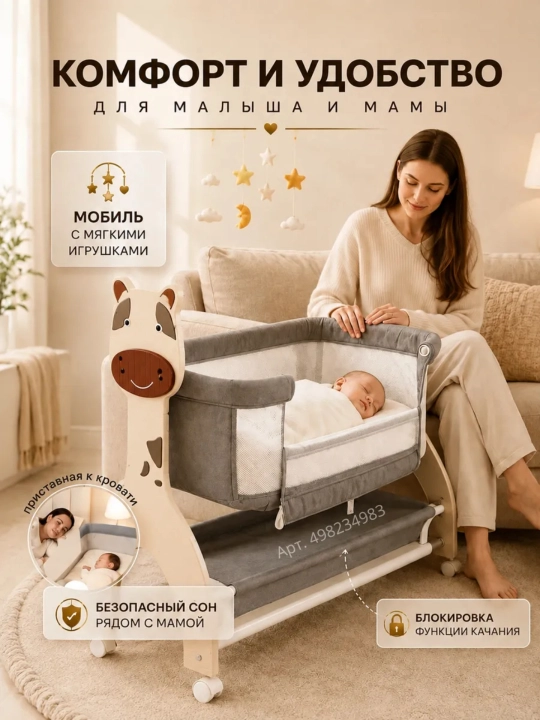 Детская кроватка, люлька для новорожденных, с пультом и Bluetooth-музыкой