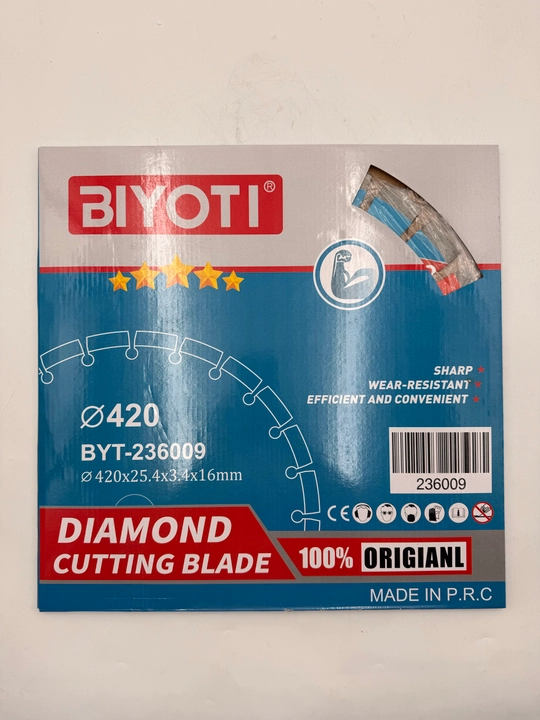 Алмазный отрезной диск BIYOTI BYT-236009, 420 мм, посадка 25,4 мм, толщина 3,4 мм