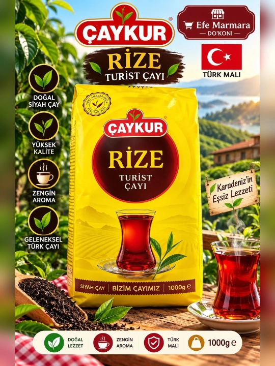 Qora bardak choy Çaykur Rize, Turkiya, 1000 g - 