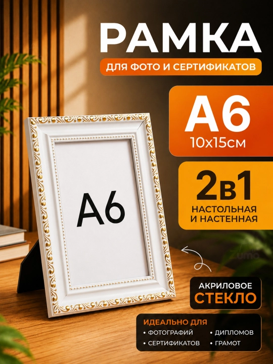 Akril shishali A6 10×15 sm o‘lchamli fotoramka - 