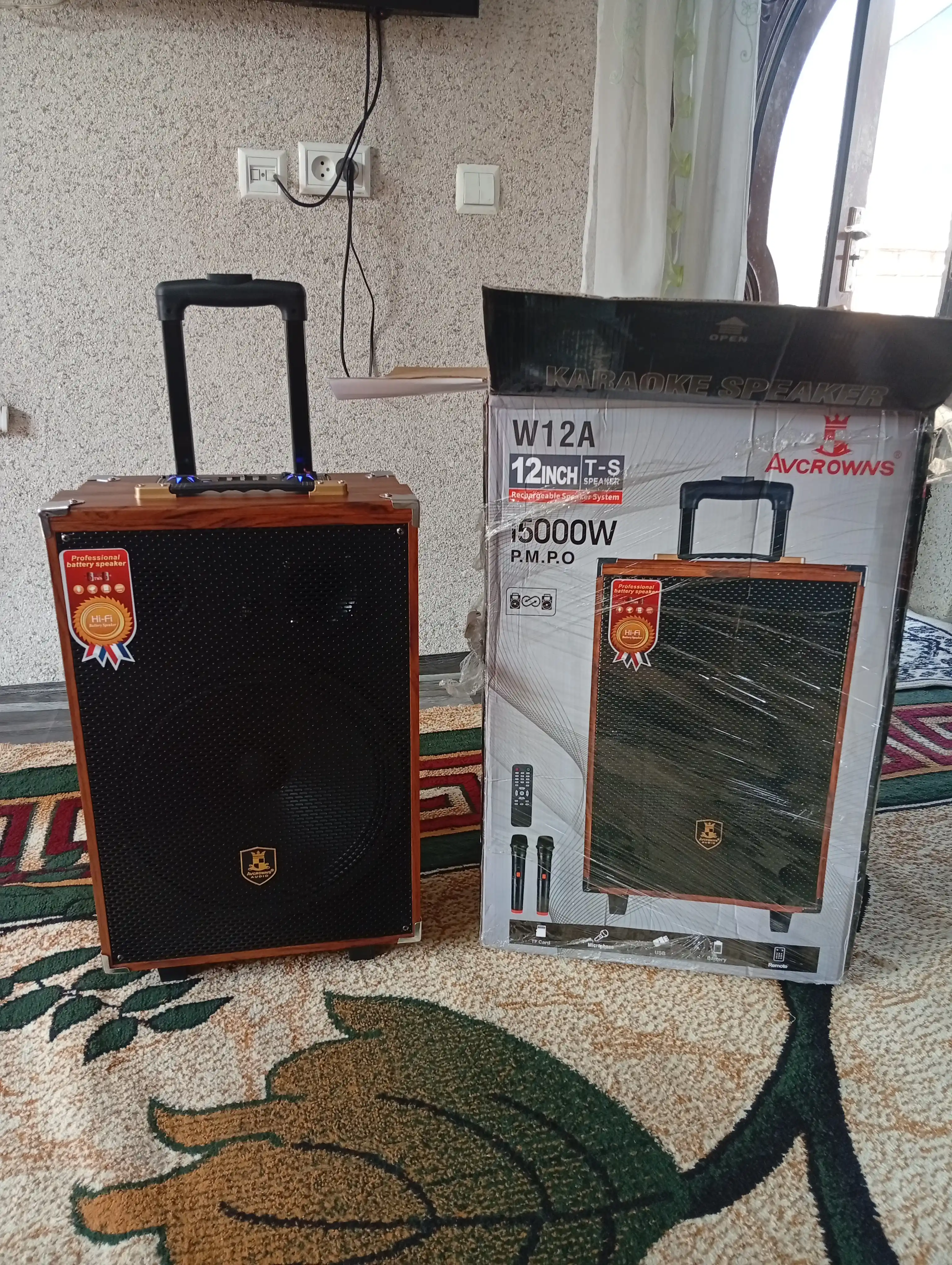 Колонка караоке BAAB B-Q12 с 2 беспроводными микрофонами