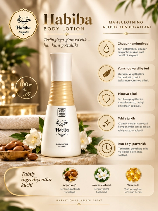 Ayollar va qizlar uchun tana losyoni, 100 ml