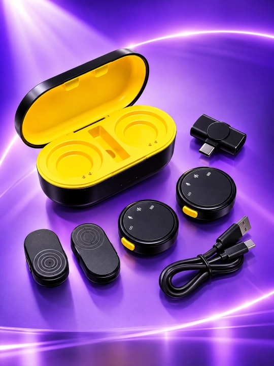 Type-C uchun simsiz petlichka mikrofon — 2 ta mikrofonli wireless mic