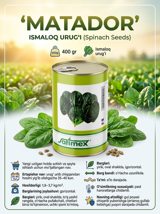 Ismaloq urug‘i MATADOR, 400 g — ertapishar nav, sovuqqa chidamli - 