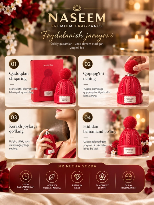 Naseem aqua Parfum, 100 ml, uzoq davom etadigan parfyum