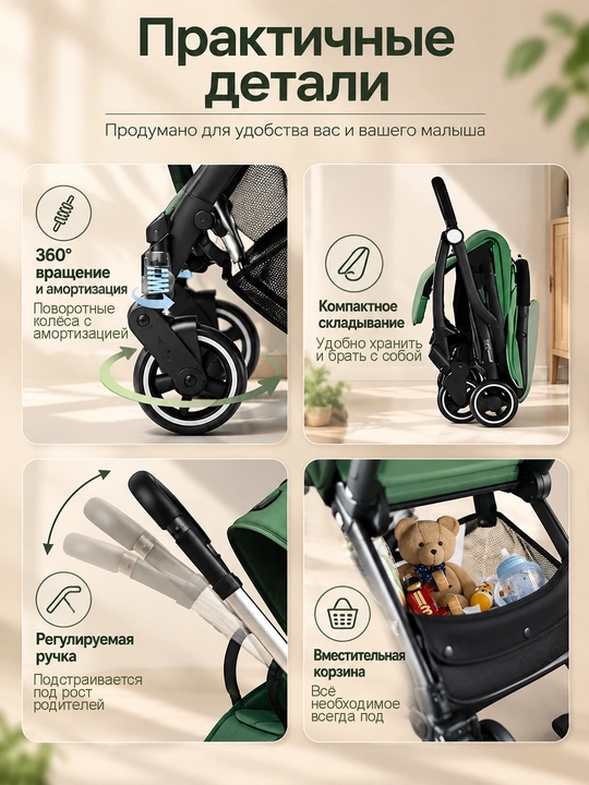 Детская коляска, 2 в 1, высокая, с амортизацией, складная