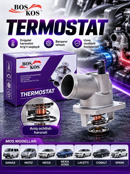 BOS KOS Termostat — Damas, Matiz, Nexia, Nexia DONS, Lacetti, Cobalt, Spark uchun - 