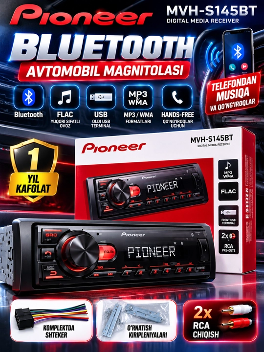 Pioneer MVH-S145BT Bluetooth, FLAC, USB - 