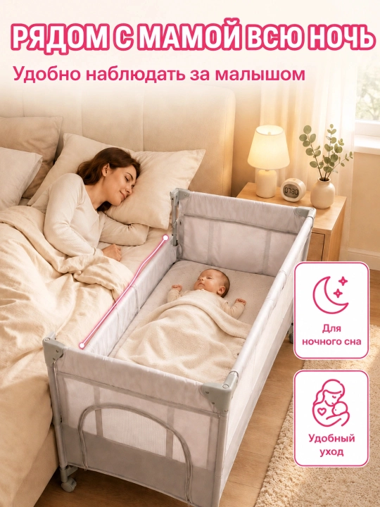 8 tasi 1 da chaqaloq beshigi, tug'ilgandan 3 yoshgacha, yonma-yon, matrasli, tebranuvchi