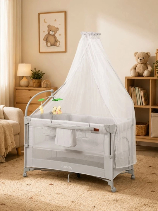 Детская кроватка-манеж, 8 в 1, с рождения до 3 лет, side-by-side, с матрасом, качалка