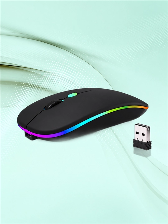 Simsiz sichqoncha Bluetooth+2.4G, tovushsiz, RGB Type-C zaryadli, kompyuter, noutbuk uchun
