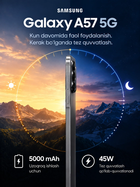 Смартфон Samsung Galaxy A57 5G - AMOLED дисплей, мощная батарея и современная камера