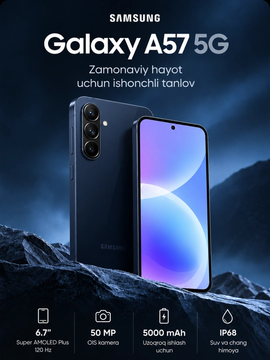 Samsung Galaxy A57 5G smartfoni – AMOLED displey, kuchli batareya va zamonaviy kamera - 