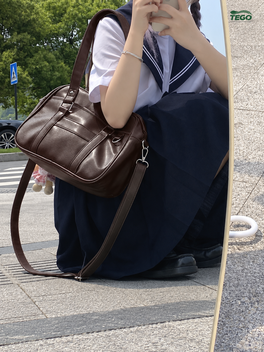Yelka tutqichli yapon maktab sumkasi, o'smirlar uchun y2k shopper uniseks - 