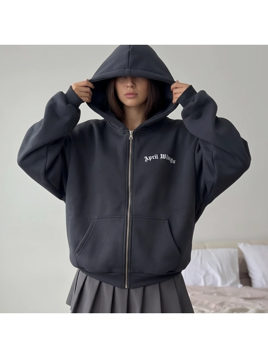 Ayollar uchun Oversize, zipka, Xudi,kuz,qish fasli uchun , qulay Kapushonli Sviter